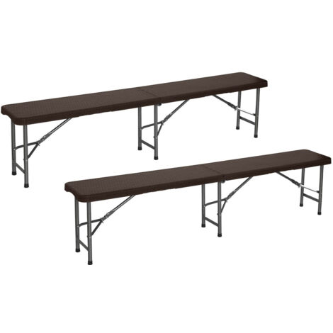 Lot de 2 tabourets de bar pliants, effet rotin, 180 x 28 x 43 cm, 7 pièces (1/5)