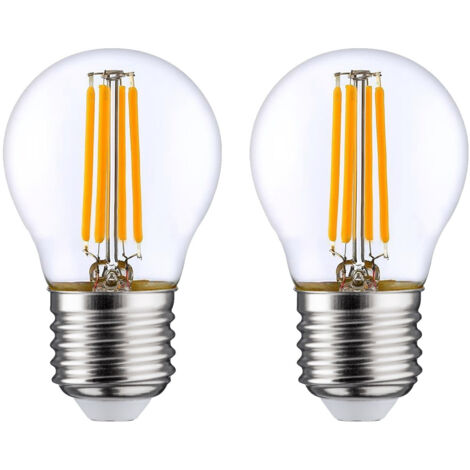 Lot de 2 ampoules LED à filament sphérique E27 4W équivalent 40W 470lm 2700K 25000H 7h SevenOn Premium (1/5)