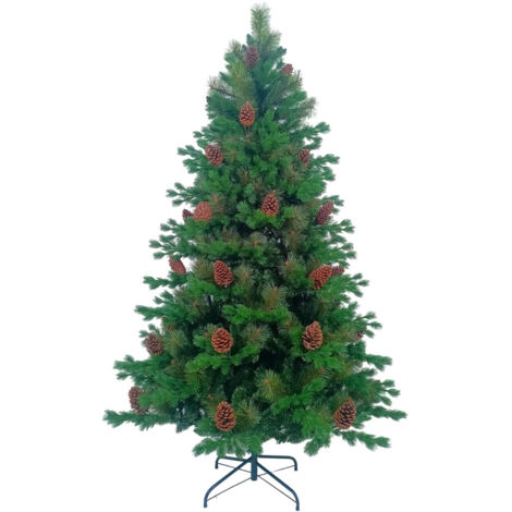 Arbre de Noël artificiel vert d'Otawa avec pommes de pin décoratives et base en métal 7house (1/5)
