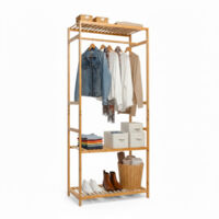 Bambus-Garderobe mit Schuhregal-Baldachin 160x68x36cm 7house