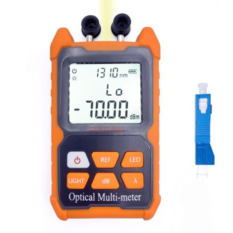 Elfcam – Multimètre optique E-200 – Photomètre + VFL – Plage de test -70 à +6 dBm – Précision ±0,2 dBm – Écran LED – Adaptateur SC-LC inclus