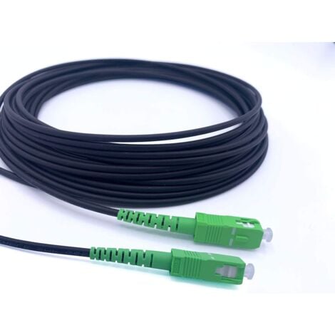 Elfcam - Câble Fibre Optique 40m (Noir, Acier Blindé) - SC/APC à SC/APC, OS2 Simplex Monomode 9/125µm, Résistant & Étanche - Installation Intérieure & Extérieure, Compatible Orange, SFR, Bouygues