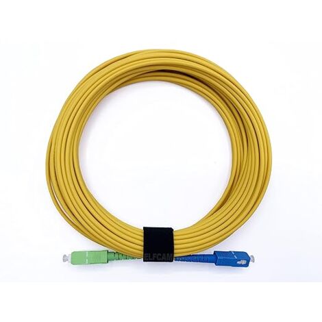 Elfcam - Câble Fibre Optique SC-UPC à SC-APC - 5m (Jaune), Jarretière Optique Ultra Performante, 9/125μm Monomode, Compatible Freebox