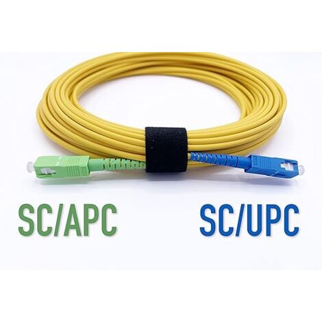 Elfcam - Câble Fibre Optique SC-UPC à SC-APC - 5m (Jaune), Jarretière Optique Ultra Performante, 9/125μm Monomode, Compatible Freebox