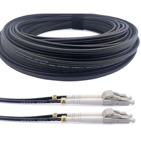 40m Câble fibre optique Elfcam LC UPC duplex OM3 multimode 50/125um G657A2 extérieur 5mm