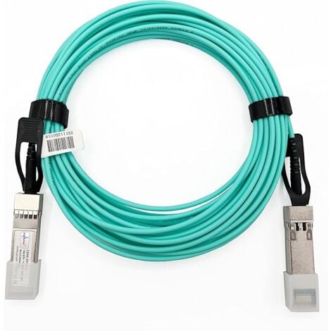 Elfcam - Câble Optique Actif SFP+ à SFP+ - 5m, AOC 10 Gbit/s OM3, Ultra Performant, Réseau Professionnels, PC