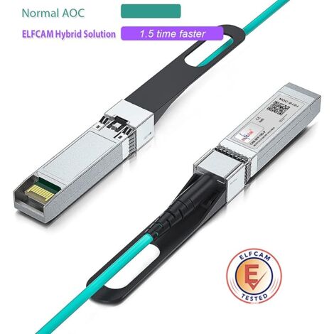 Elfcam - Câble Optique Actif SFP+ à SFP+ - 5m, AOC 10 Gbit/s OM3, Ultra Performant, Réseau Professionnels, PC
