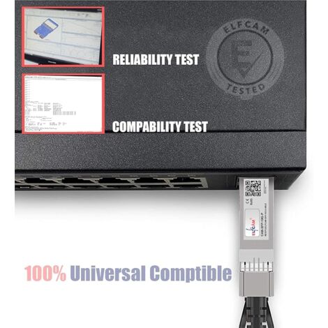 Elfcam - Câble Optique Actif SFP+ à SFP+ - 5m, AOC 10 Gbit/s OM3, Ultra Performant, Réseau Professionnels, PC