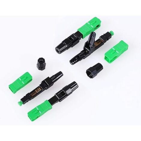 Elfcam – Lot de 5 connecteurs rapides fibre optique SC/APC simplex 9/125μm – Perte d'insertion ≤ 0.2 dB – Compatible FTTH et data centers
