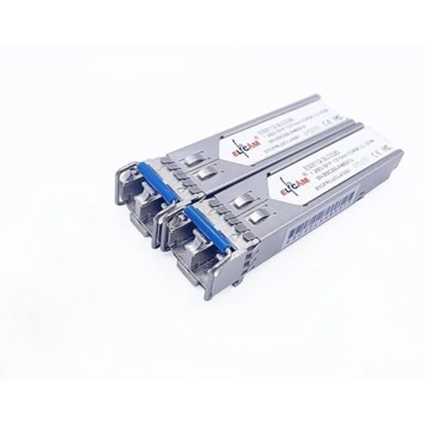 Elfcam - Lot de 2 Modules SFP 1,25 Gbps - LC/UPC Duplex Monomode OS2 1310nm, Jusqu’à 10 km, Transceiver Fibre Optique Haute Performance