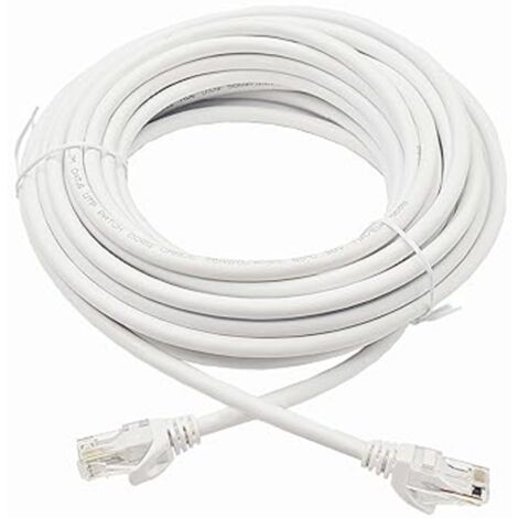 Elfcam - 80m Câble Réseau Ethernet RJ45 Cat 6 Rond Blanc, 1Gbps, 26AWG, Connecteurs RJ45 Haute Qualité, LAN WAN, Ultra Fiable, Idéal PC, Console, Routeur, Modem, Box Fibre