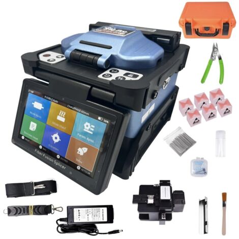 Elfcam – Soudeuse fibre optique S10 Pro – Alignement cœur à cœur – 6 moteurs – Écran tactile LCD 5'' – Batterie 7800mAh – Applications FTTH et télécoms