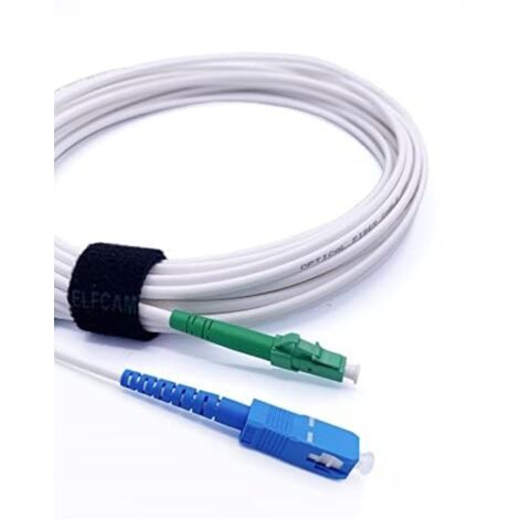 Elfcam - 20m Câble à Fibre Optique SC/UPC à LC/APC Monomode Simplex 9/125μm OS2 Jarretière Optique LSZH Blanc