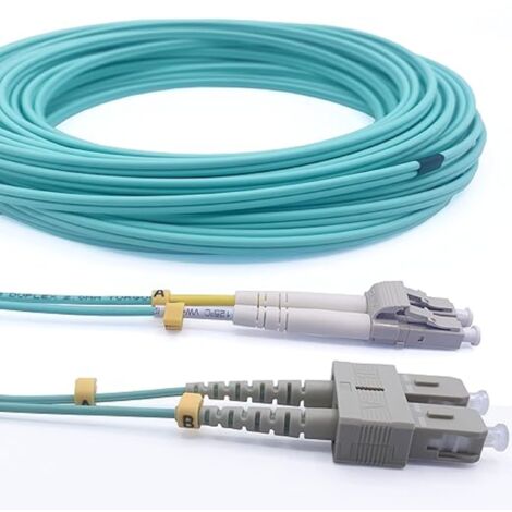 Elfcam - 10m Câble à Fibre Optique OM3 SC/UPC à LC/UPC Multimode Duplex 50/125um LSZH