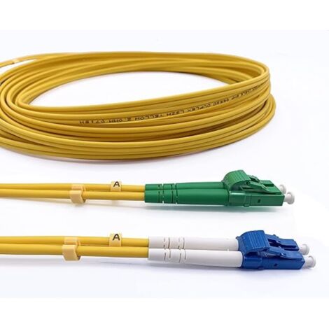 Elfcam - 1m Câble à Fibre Optique Jarretière Optique LC/APC à LC/UPC OS2 Monomode Duplex 9/125um LSZH Jaune