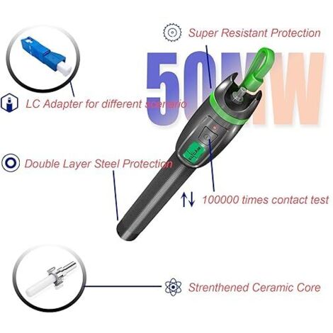 Stylo Testeur Fibre Optique 50mW 50KM - Localisateur Visuel De Défauts 650nm - Interface 2.5mm Universelle