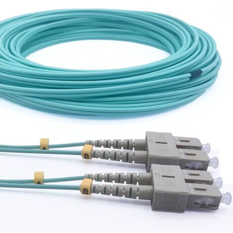 Elfcam - 1m Câble à Fibre Optique SC/UPC à SC/UPC OM3 Multimode Duplex 50/125um LSZH