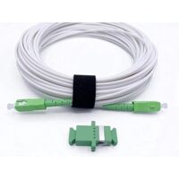 Elfcam - Câble Fibre Optique SC/APC à SC/APC - 25 (Blanc), Simplex Monomode, avec Adaptateur Inclus, Compatible Livebox, SFR Box, Bbox