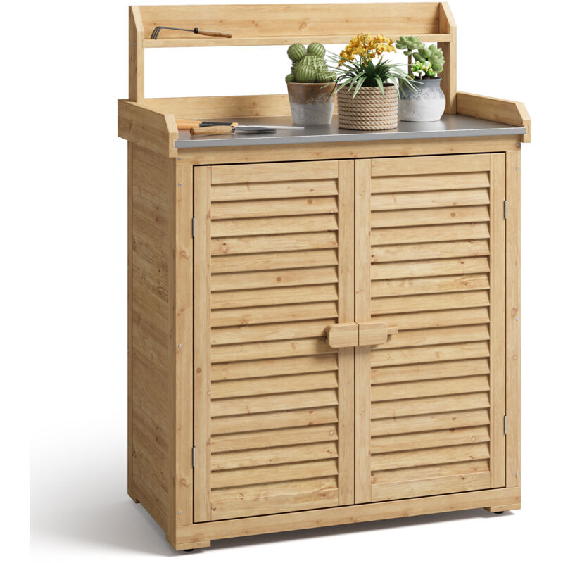 Table De Rempotage Avec Armoire - Bois Sapin Massif, Gris, Dimensions 110.5x45x124.5 Cm