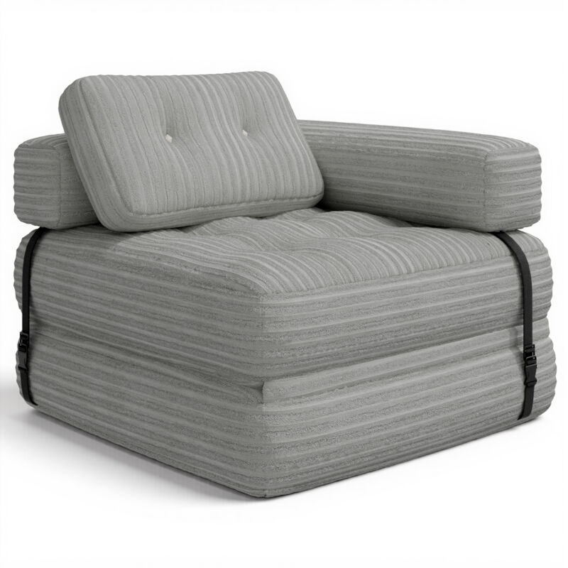 Canapé-lit convertible 4 en 1, 1 place, avec dossier réglable sur 5 positions et oreiller, 63 x 73 x 81 cm, gris | Leroy Merlin Canapé-lit convertible 4 en 1, 1 place, avec dossier réglable sur 5 positions et oreiller, 63 x 73 x 81 cm, gris | Leroy Merlin