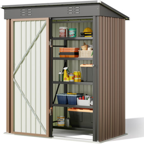Bealife – Abri de jardin métal 162 x 95 x 180 cm – Acier galvanisé traité UV et corrosion – Porte coulissante – Espace de rangement pour outils (1/5)
