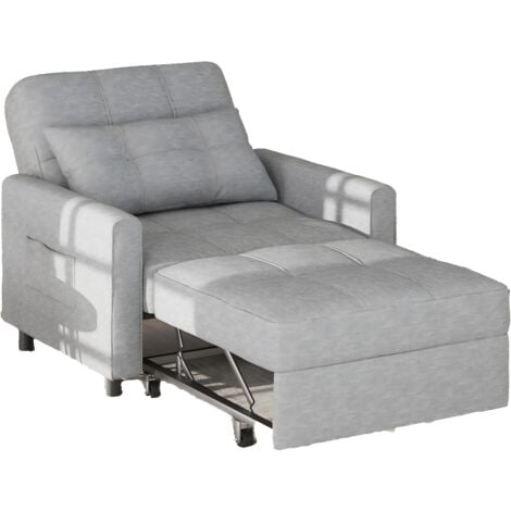 Canape Convertible Bealife Canapé Lit 1 Place Fauteuil Chaise Longue Coussin Réglable Rangement Roues Pliante