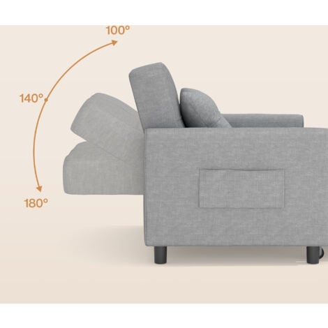 Canape Convertible Bealife Canapé Lit 1 Place Fauteuil Chaise Longue Coussin Réglable Rangement Roues Pliante