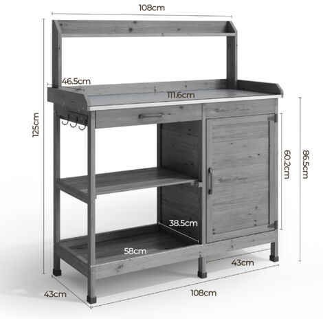 Cabane De Jardin GOPLUS Table De Rempotage En Bois De Sapin, Armoire De Rangement De Jardin Cabane De Jardin Exterieur