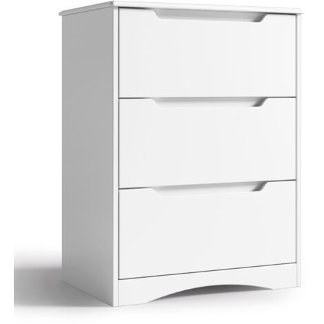 Bealife – Commode 3 tiroirs blanche – Dimensions 62 x 41 x 82 cm – Panneau MDF – Poignée intégrée – Dispositif anti-trébuchement