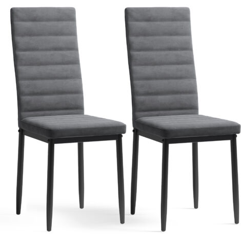 Lot de 2 Chaises Salle à Manger Bealife Velours avec Pieds en Métal pour Cuisine Restaurant Salon Gris Foncé (1/5)
