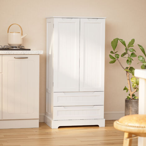 Sideboard avec 2 Portes Doubles et 2 Tiroirs, avec Étagères Réglables, pour Salon, Salle à Manger, 120 x 40 x 60 cm, Blanc