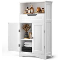Bealife – Meuble bas de salle de bain sur pied 108x60x30 cm – 4 niveaux – 2 portes – 1 tiroir – Étagères réglables pour rangement optimal