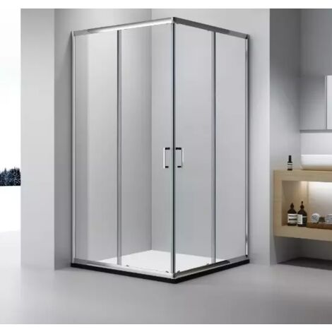 LEMMO Duschkabine 80x80,Eckeinstieg Dusche,Duschkabine Klarglas 5 mm,2 Schiebeseiten,H 185 cm