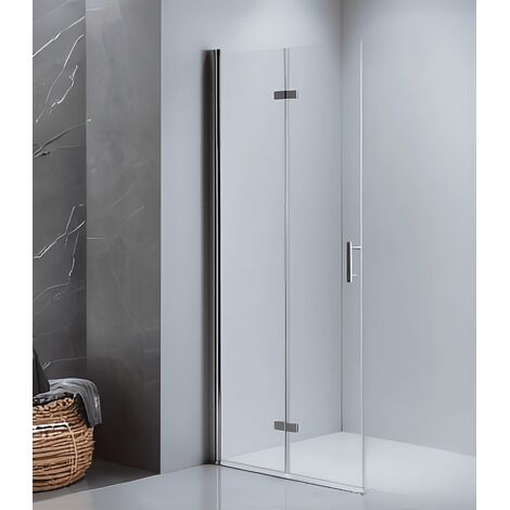LEMMO Walk-In Duschabtrennung Faltbar/drehbar dusche Duschwand Duschkabine 80 cm