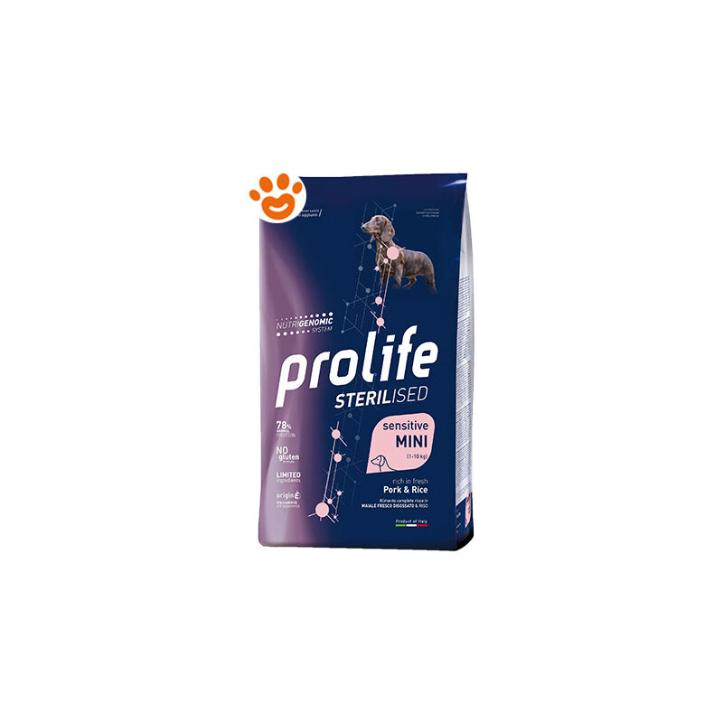 Prolife Dog Sterilised Sensitive Adult Mini Maiale e Riso  - Prolife Dog Sterilised Sensitive Adult Mini Maiale e Riso - Sacco Da 7 Kg