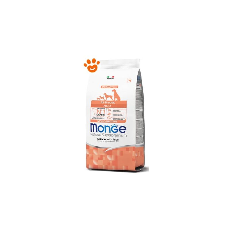 Monge Dog Natural Superpremium Adult All Breeds Salmone e Riso  - Monge Dog Natural Superpremium Adult All Breeds Salmone e Riso - Sacco Da 12 Kg
