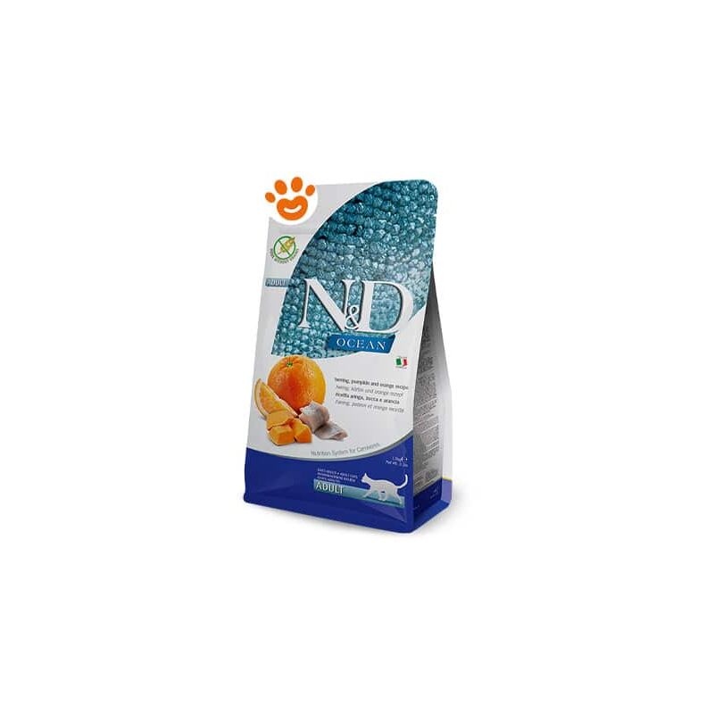 Farmina Cat N&ampD Ocean Pumpkin Adult Aringa, Zucca e Arancia  - Farmina Cat N&ampD Ocean Pumpkin Adult Aringa, Zucca e Arancia - Sacco Da 5 Kg