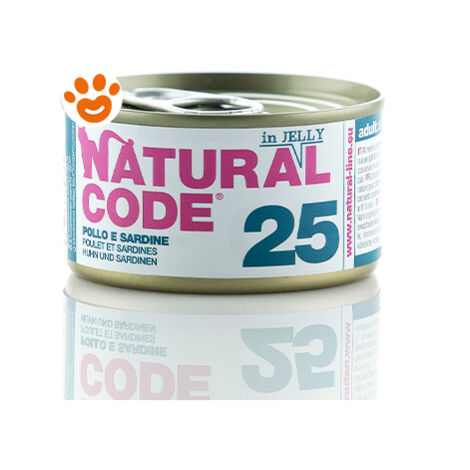 Natural Code 25 Cat Adult al Pollo e Sardine in Jelly - Natural Code 25 Cat Adult al Pollo e Sardine in Jelly - Lattina Da 85 Gr