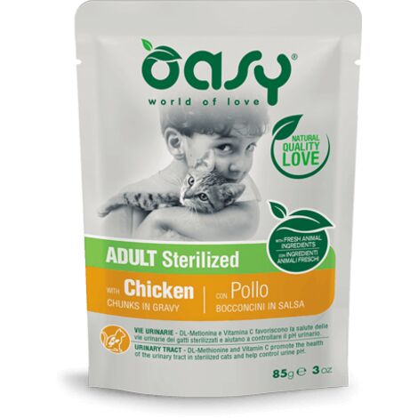 Oasy Wet Cat Bocconcini 85gr Adult Sterilized Pollo
