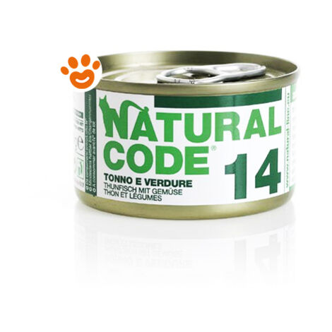 Natural Code Gatto Adulto, in Lattina 85gr 14 Tonno e Verdure