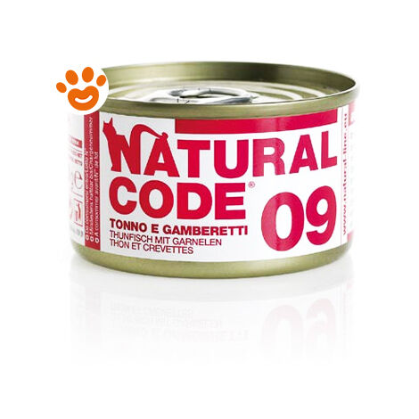 Natural Code Gatto Adulto, in Lattina 85gr 09 Tonno e Gamberetti