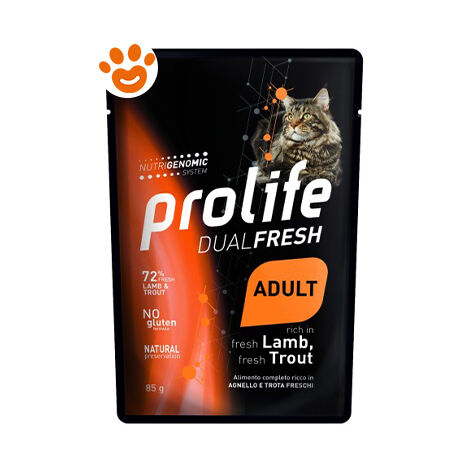 Prolife Cat Dualfresh Adult Manzo e Agnello  - Prolife Cat Dualfresh Adult Manzo e Agnello - Bustina Da 85 Gr