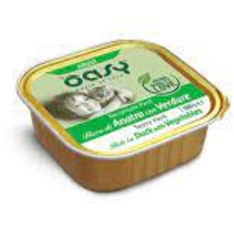 OASY wet cat delizioso pat&eacute-anatra con verdure  vaschetta 100gr