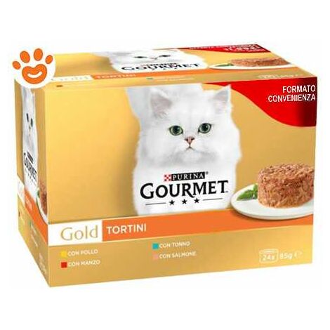 Purina Cat Gourmet Gold Tortini Manzo, Tonno, Pollo, Salmone - Purina Cat Gourmet Gold Tortini Manzo, Tonno, Pollo, Salmone - Confezione Da 24x85 Gr