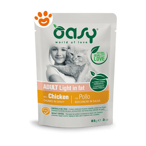 Oasy Cat Bocconcini in Salsa Adult Light in Fat  - Oasy Cat Bocconcini in Salsa Adult Light in Fat - Bustina Da 85 Gr