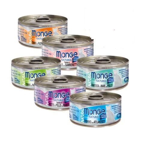 Monge Gatto, Tonno in Gelatina Lattina 80gr - Gatto Maturo, Filetti di Tonno e Acciughine