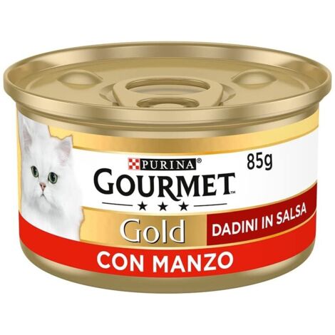 Purina Cat Gourmet Gold Dadini con Manzo - Purina Cat Gourmet Gold Dadini con Manzo - Lattina Da 85 Gr (1/4)