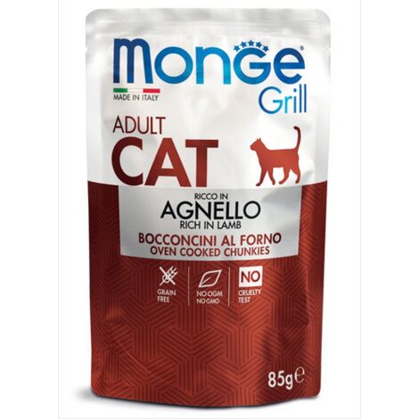 Monge Grill Cat Adult Agnello  - Monge Grill Cat Adult Agnello - Bustina Da 85 Gr