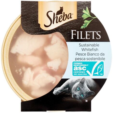 Sheba Gatto Filets Lattina 60gr Pesce Bianco da pesca sostenibile