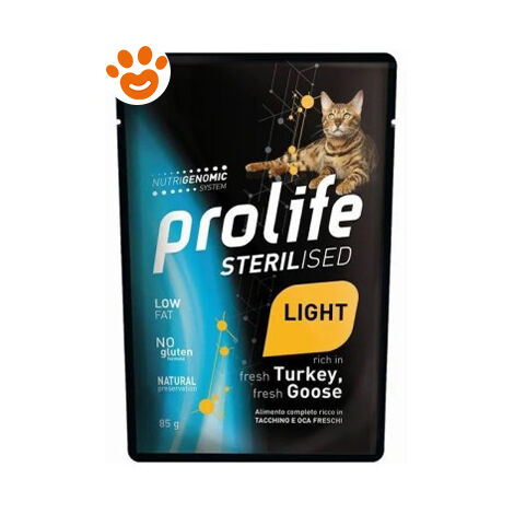 Prolife Cat Sterilized Light Tacchino e Oca - Prolife Cat Sterilized Light Tacchino e Oca - Bustina Da 85 Gr